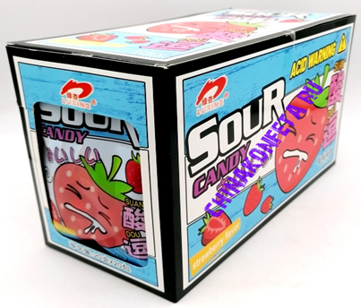 И8526/2 Конфеты SOUR CANDY ACID WARNING SUAN КЛУБНИКА (12бл*20шт*20гр)