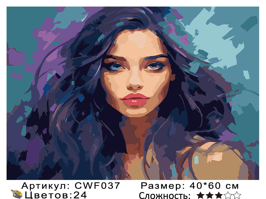 CWF037 рисование по номерам 40*60 цвет.холст