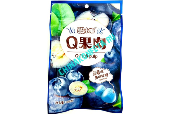 1/2201/4  Мармелад  Q Fruit pulp  ЧЕРНИКА  (12бл*20шт*28гр)