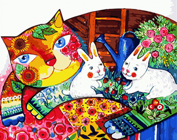GX 4879 Цветной кот с зайками