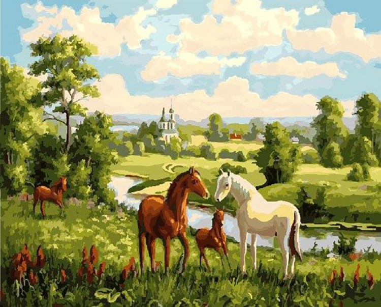 Рисунок лошади на природе