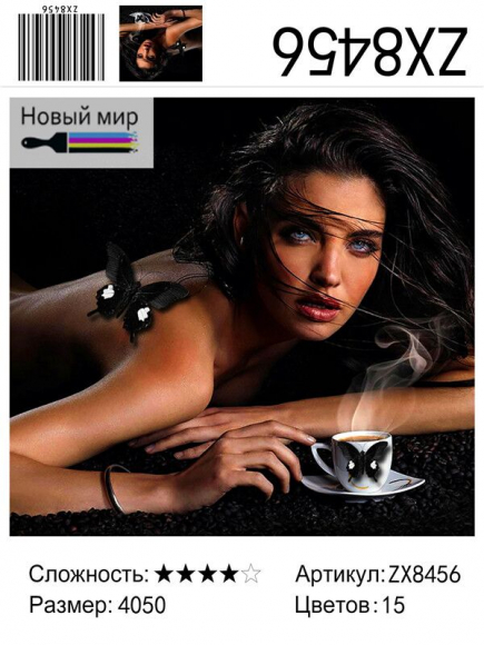 ZX 8456 Черные бабочки с белым пятном