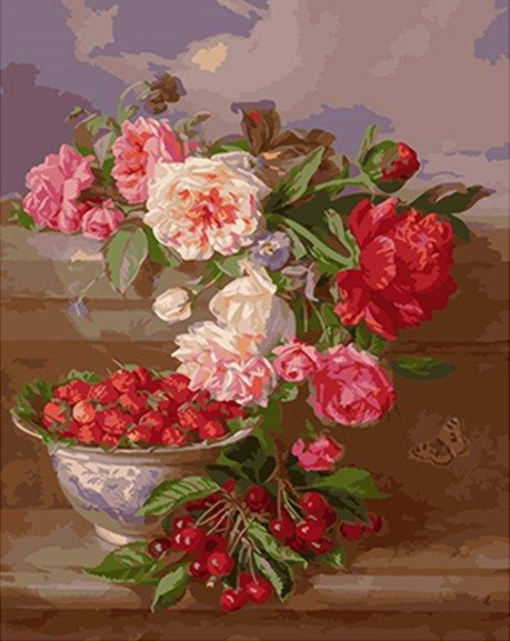 GX 5018 Грозди ягод и розы