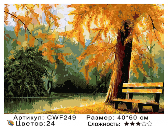 CWF249 рисование по номерам 40*60 цвет.холст