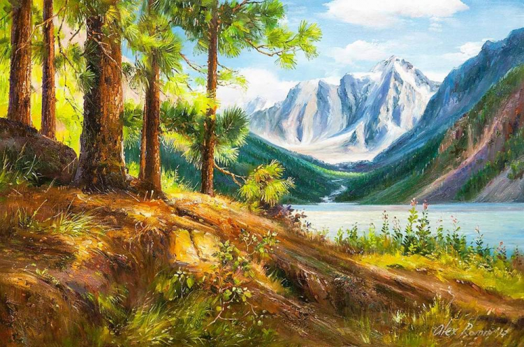 Рисуем природу акрилом на холсте