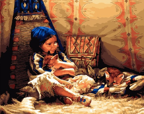 GX 22324 ДЕВОЧКА С ЛИСЯТАМИ В ЮРТЕ GX 22324 ДЕВОЧКА С ЛИСЯТАМИ В ЮРТЕ