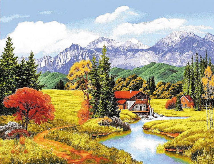 Мозаика картина пейзаж